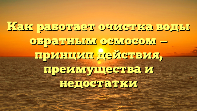 Как работает очистка воды обратным осмосом — принцип действия, преимущества и недостатки