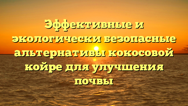 Эффективные и экологически безопасные альтернативы кокосовой койре для улучшения почвы